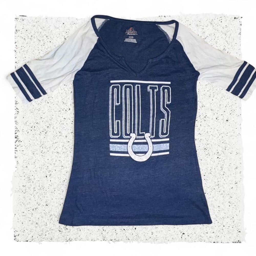 Majestic-athletic Women's Blue and Navy T-shirt